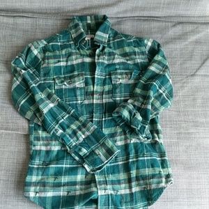 🎉HP🎉 ♂️Teal Plaid Flannel long sleeve with ducks